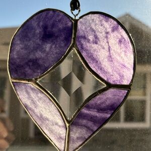 Purple Stained Glass Heart Suncatcher